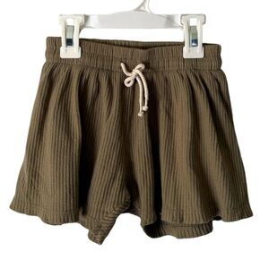 The Simple Folk Green Ribbed Drawstring Waist Shorts Size 5-6